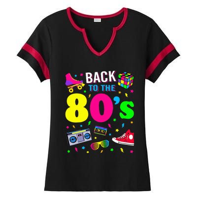 Back To 80s 1980s Vintage Retro Eighties Costume Party Gift Ladies Halftime Notch Neck Tee