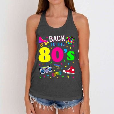 Back To 80s 1980s Vintage Retro Eighties Costume Party Gift Women's Knotted Racerback Tank