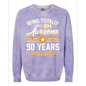 Being Totally Awesome Special Edition Since 1934 90 Years Birthday Colorblast Crewneck Sweatshirt