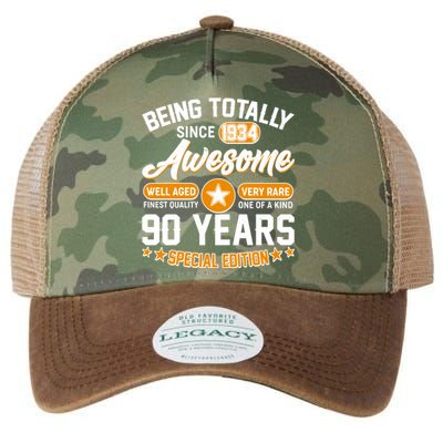 Being Totally Awesome Special Edition Since 1934 90 Years Birthday Legacy Tie Dye Trucker Hat