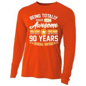 Being Totally Awesome Special Edition Since 1934 90 Years Birthday Cooling Performance Long Sleeve Crew