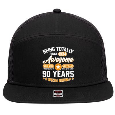 Being Totally Awesome Special Edition Since 1934 90 Years Birthday 7 Panel Mesh Trucker Snapback Hat