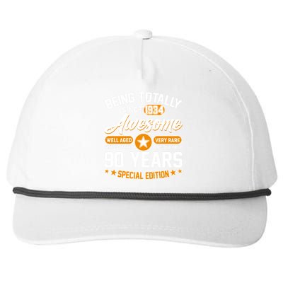 Being Totally Awesome Special Edition Since 1934 90 Years Birthday Snapback Five-Panel Rope Hat