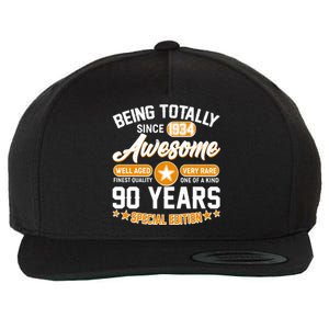 Being Totally Awesome Special Edition Since 1934 90 Years Birthday Wool Snapback Cap