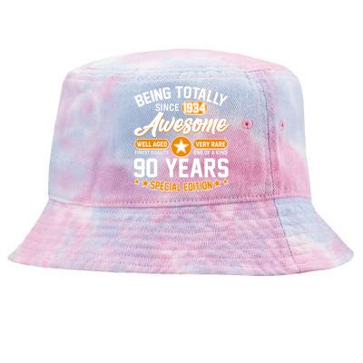 Being Totally Awesome Special Edition Since 1934 90 Years Birthday Tie-Dyed Bucket Hat