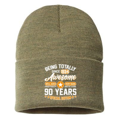 Being Totally Awesome Special Edition Since 1934 90 Years Birthday Sustainable Knit Beanie