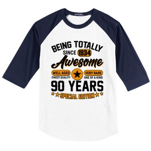 Being Totally Awesome Special Edition Since 1934 90 Years Birthday Baseball Sleeve Shirt