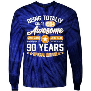 Being Totally Awesome Special Edition Since 1934 90 Years Birthday Tie-Dye Long Sleeve Shirt