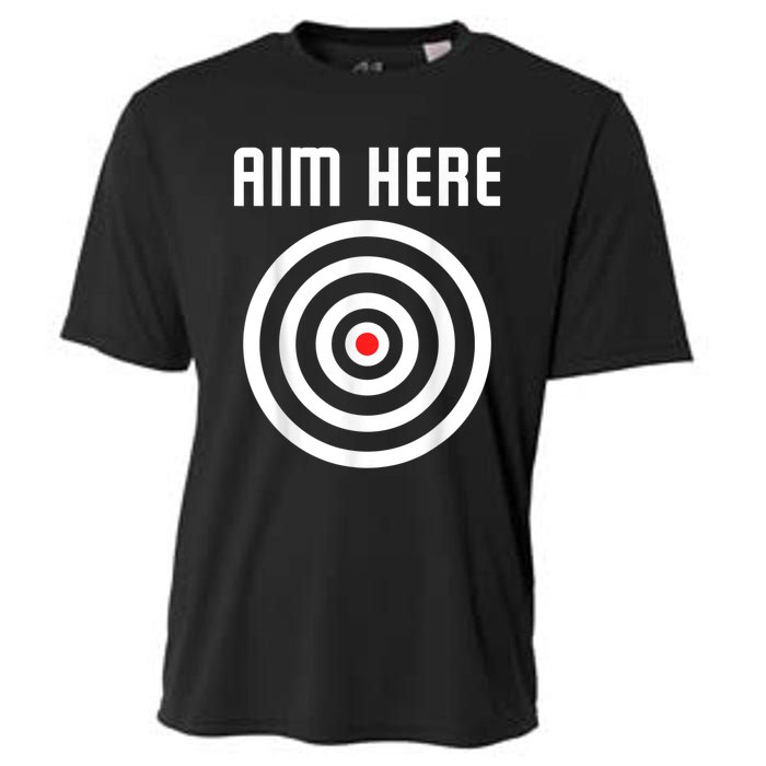 Bullseye Target Aim Here Darts Players Shooting Cooling Performance Crew T-Shirt