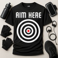 Bullseye Target Aim Here Darts Players Shooting Cooling Performance Crew T-Shirt