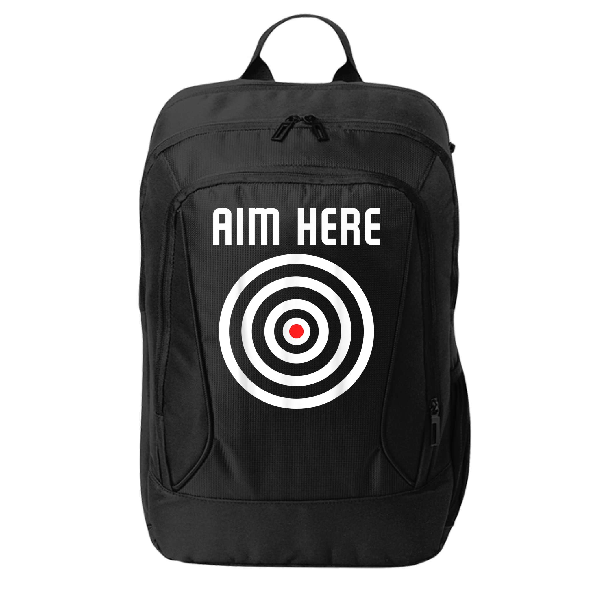 Bullseye Target Aim Here Darts Players Shooting City Backpack