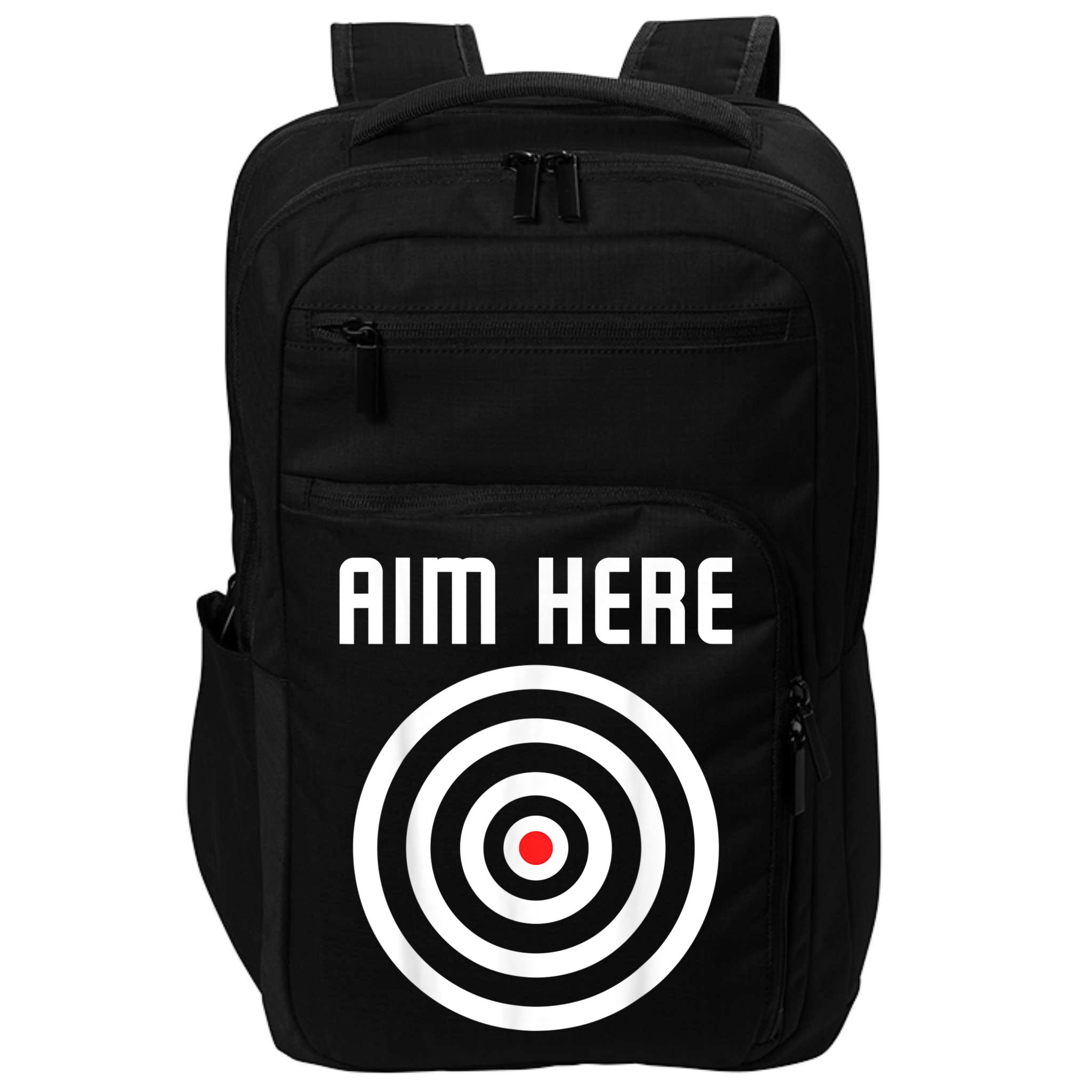 Bullseye Target Aim Here Darts Players Shooting Impact Tech Backpack