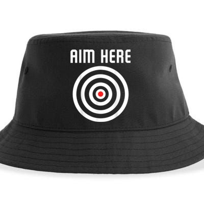 Bullseye Target Aim Here Darts Players Shooting Sustainable Bucket Hat