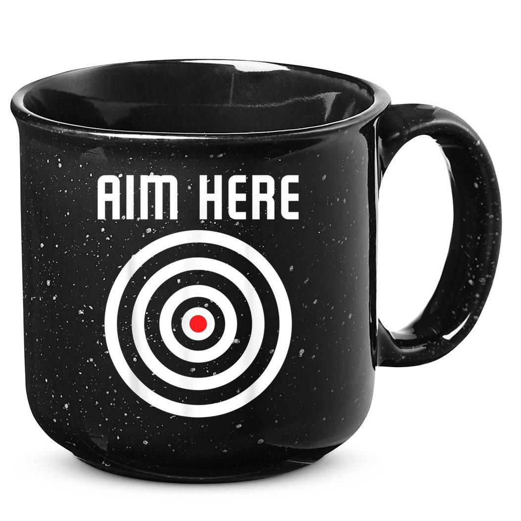 Bullseye Target Aim Here Darts Players Shooting 15oz Campfire Ceramic Mug