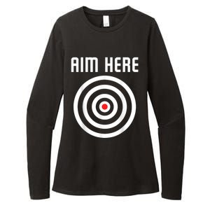 Bullseye Target Aim Here Darts Players Shooting Womens CVC Long Sleeve Shirt