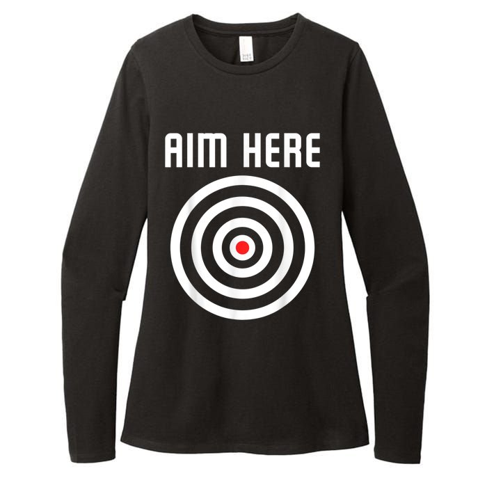 Bullseye Target Aim Here Darts Players Shooting Womens CVC Long Sleeve Shirt