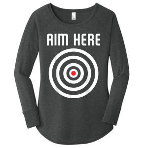 Bullseye Target Aim Here Darts Players Shooting Women's Perfect Tri Tunic Long Sleeve Shirt