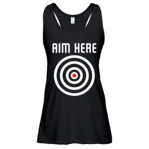 Bullseye Target Aim Here Darts Players Shooting Ladies Essential Flowy Tank