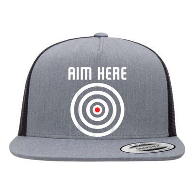 Bullseye Target Aim Here Darts Players Shooting Flat Bill Trucker Hat