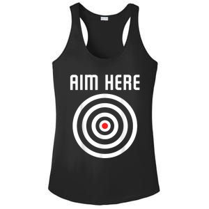 Bullseye Target Aim Here Darts Players Shooting Ladies PosiCharge Competitor Racerback Tank