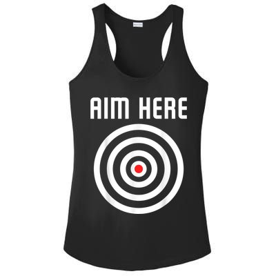 Bullseye Target Aim Here Darts Players Shooting Ladies PosiCharge Competitor Racerback Tank