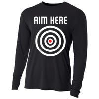 Bullseye Target Aim Here Darts Players Shooting Cooling Performance Long Sleeve Crew