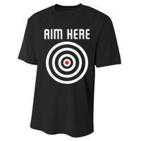 Bullseye Target Aim Here Darts Players Shooting Performance Sprint T-Shirt