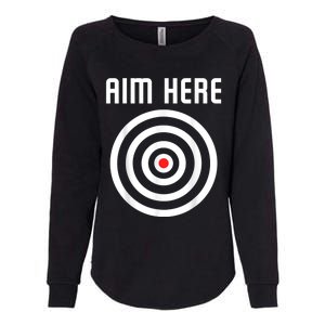 Bullseye Target Aim Here Darts Players Shooting Womens California Wash Sweatshirt