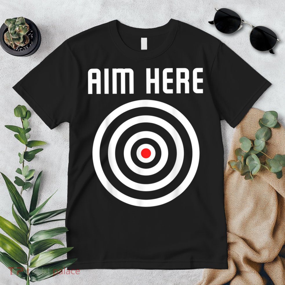 Bullseye Target Aim Here Darts Players Shooting Premium T-Shirt