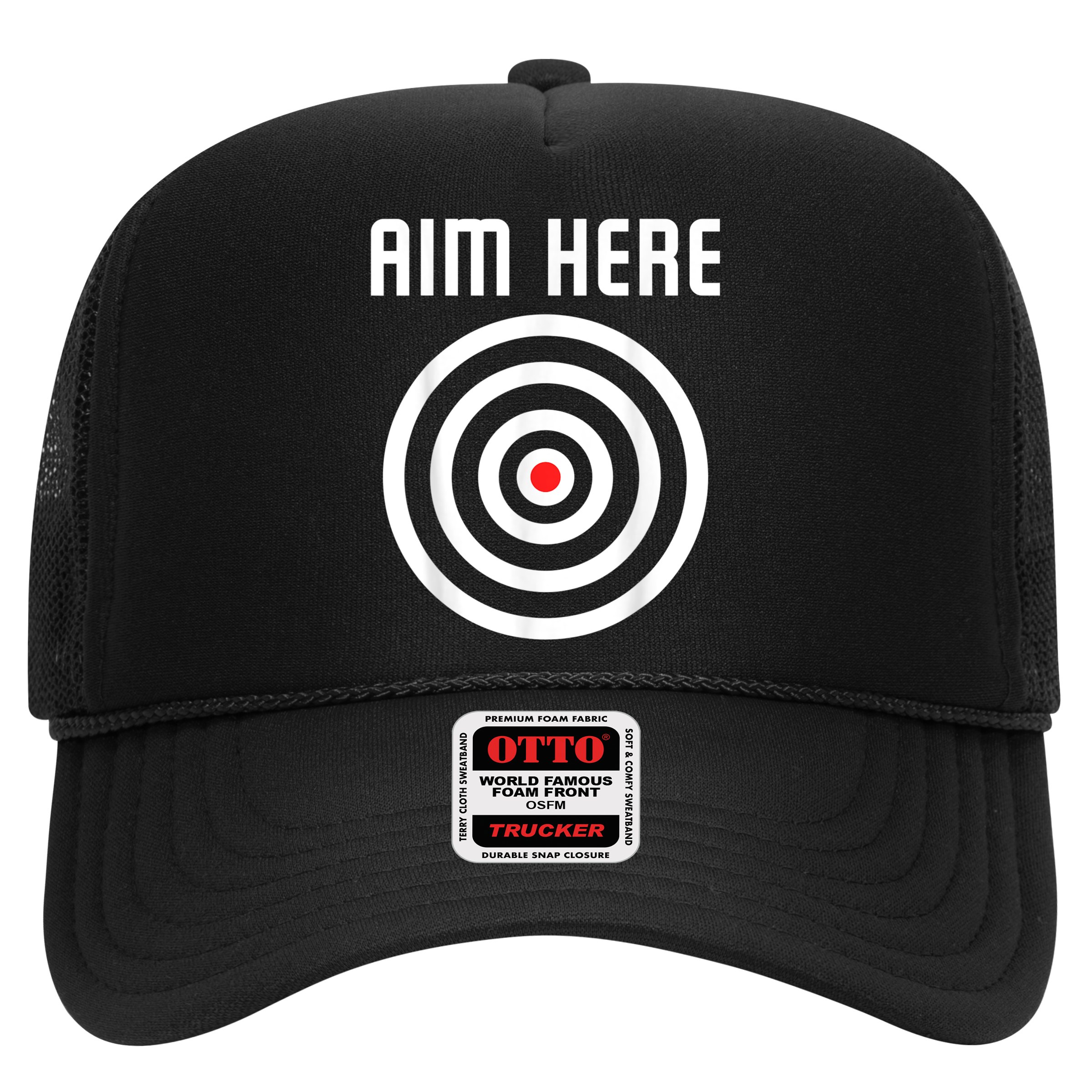 Bullseye Target Aim Here Darts Players Shooting Hat