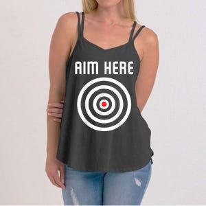 Bullseye Target Aim Here Darts Players Shooting Women's Strappy Tank