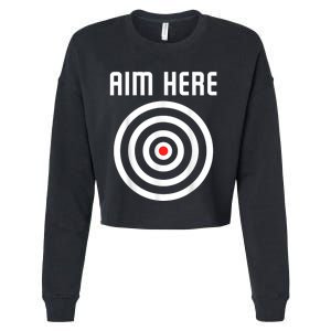 Bullseye Target Aim Here Darts Players Shooting Cropped Pullover Crew