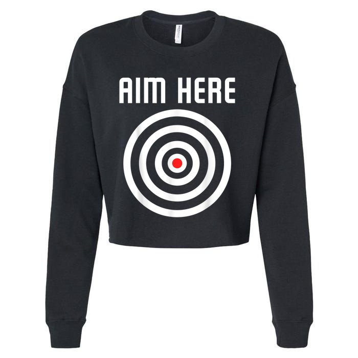 Bullseye Target Aim Here Darts Players Shooting Cropped Pullover Crew