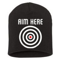 Bullseye Target Aim Here Darts Players Shooting Short Acrylic Beanie