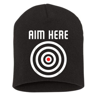 Bullseye Target Aim Here Darts Players Shooting Short Acrylic Beanie