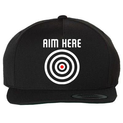 Bullseye Target Aim Here Darts Players Shooting Wool Snapback Cap