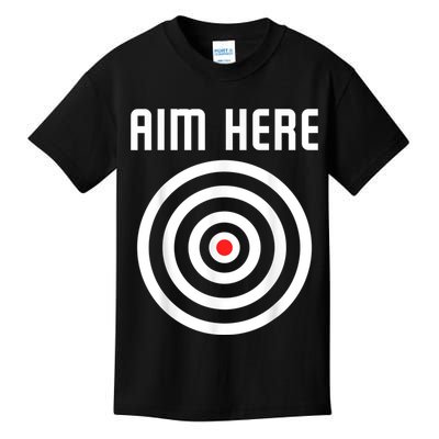 Bullseye Target Aim Here Darts Players Shooting Kids T-Shirt