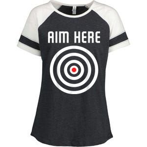 Bullseye Target Aim Here Darts Players Shooting Enza Ladies Jersey Colorblock Tee