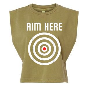 Bullseye Target Aim Here Darts Players Shooting Garment-Dyed Women's Muscle Tee