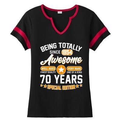 Being Totally Awesome Special Edition Since 1954 70 Years Birthday Ladies Halftime Notch Neck Tee