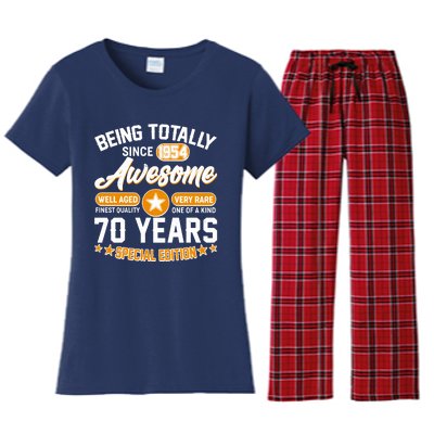 Being Totally Awesome Special Edition Since 1954 70 Years Birthday Women's Flannel Pajama Set