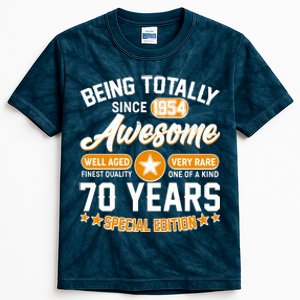 Being Totally Awesome Special Edition Since 1954 70 Years Birthday Kids Tie-Dye T-Shirt