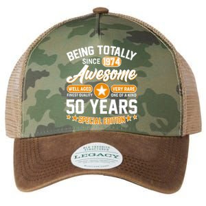 Being Totally Awesome Special Edition Since 1974 50 Years Birthday Legacy Tie Dye Trucker Hat