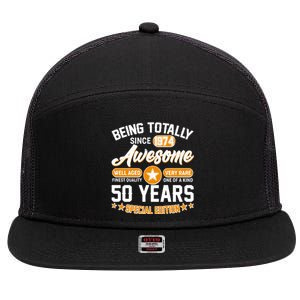 Being Totally Awesome Special Edition Since 1974 50 Years Birthday 7 Panel Mesh Trucker Snapback Hat