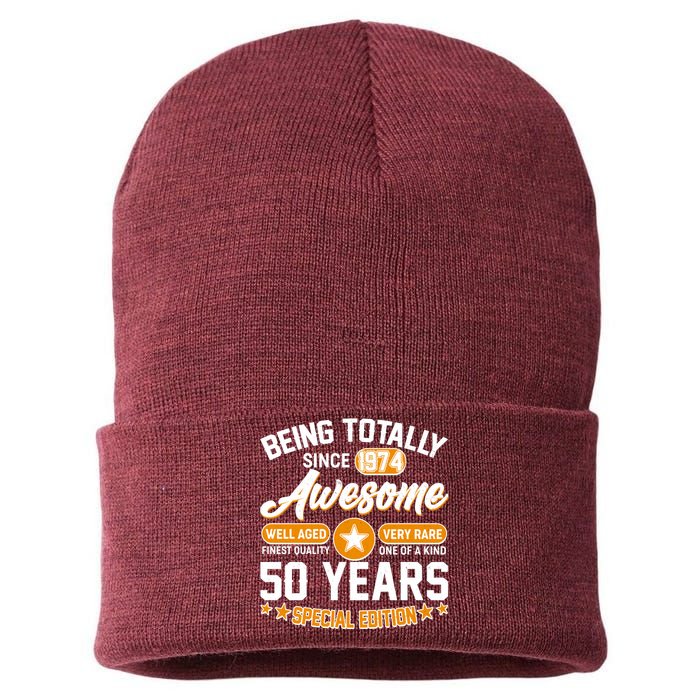 Being Totally Awesome Special Edition Since 1974 50 Years Birthday Sustainable Knit Beanie