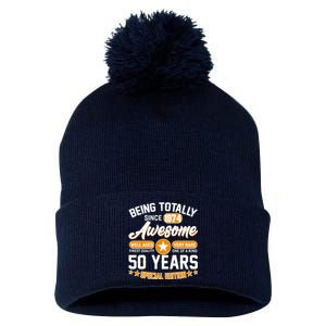 Being Totally Awesome Special Edition Since 1974 50 Years Birthday Pom Pom 12in Knit Beanie