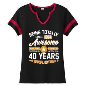 Being Totally Awesome Special Edition Since 1984 40 Years Birthday Ladies Halftime Notch Neck Tee