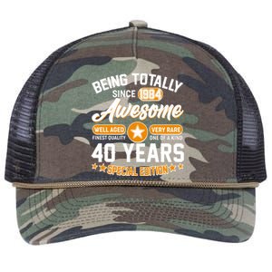 Being Totally Awesome Special Edition Since 1984 40 Years Birthday Retro Rope Trucker Hat Cap