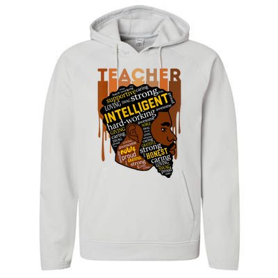 Black Teacher Afro With Beards Love Melanin Performance Fleece Hoodie