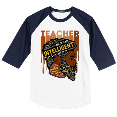 Black Teacher Afro With Beards Love Melanin Baseball Sleeve Shirt